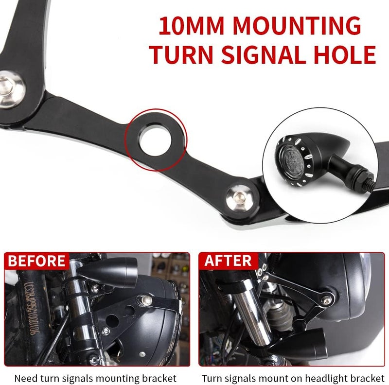 KICRY Universal Motorcycle Headlight Mounting Bracket Black 39-41mm Fork Tubes CNC Aluminum Head Lamp Holder Compatible with Harley Chopper Bobber Cafe Racer (Black, 39-41mm) - Image 4